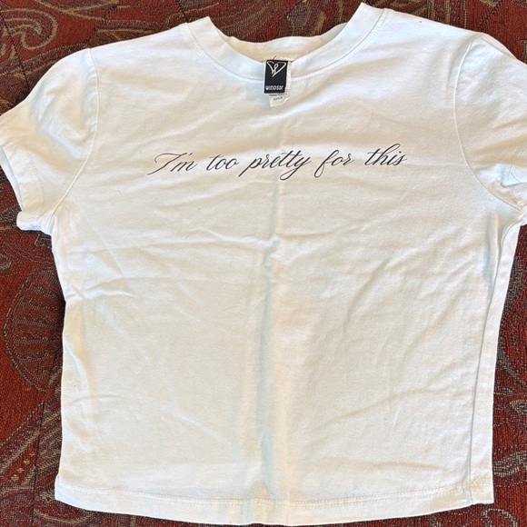 Windsor Tops - Windsor White Crop Top with Black Text